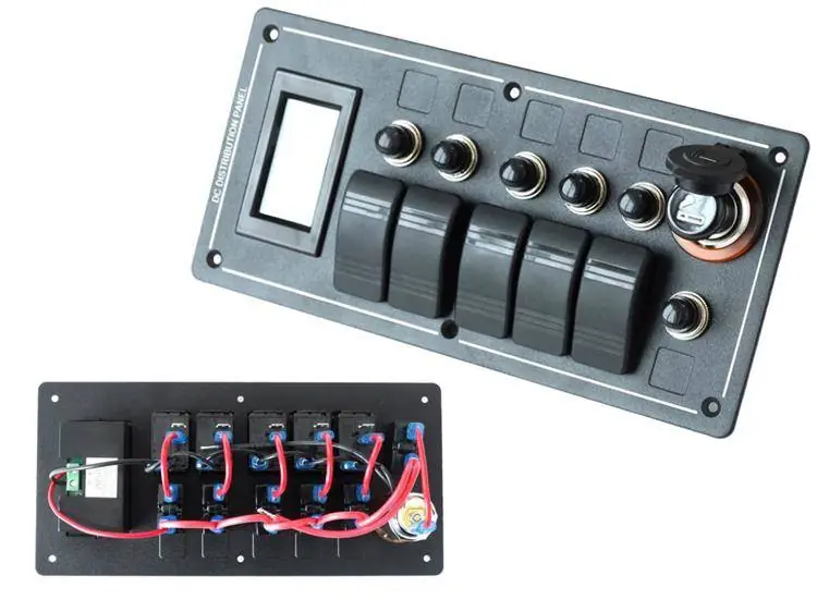 Rabat Panel przełączników ALU,ON-OFFx5, 1xZ, BA 3x5A 2x10A 1x15A IP68