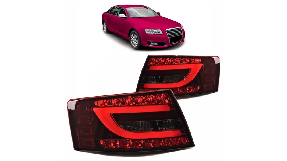 Premium Lampy Audi A6 C6 Tył LED Red-Smoke