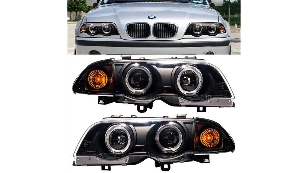 Lampy BMW 3 E46 Przód Black Rabat