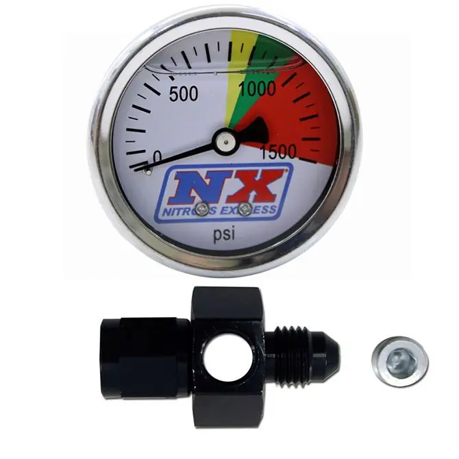 Promocja N2O Flo-Thru Pressure Gauge 6AN 0-1500 PSI Nitrous Express NX 15510
