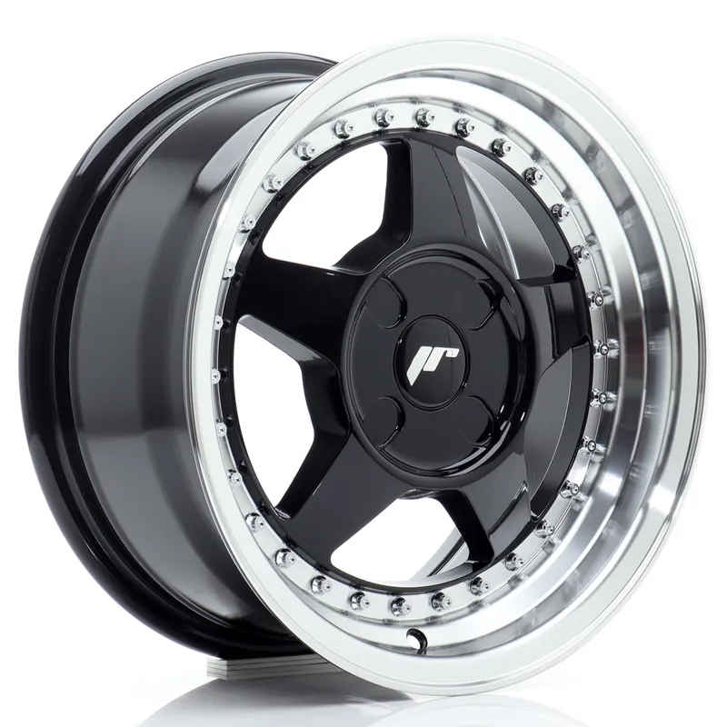 Felga JR Wheels JR6 15x7 (4 śrub) ET20-35 Gloss Black w/ Machined Lip Blank Okazja