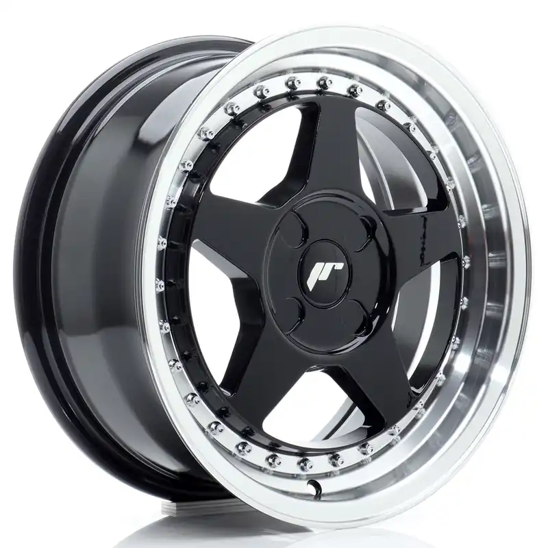 Darmowy zwrot Felga JR Wheels JR6 16x7 (4 śrub) ET20-35 Gloss Black w/ Machined Lip Blank