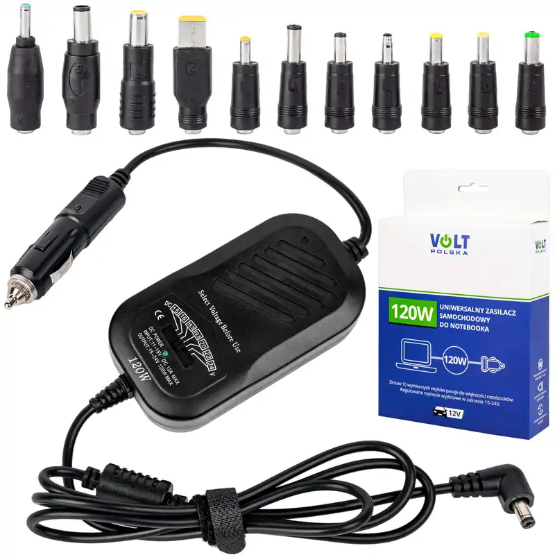 Zasilacz samochodowy do laptopów (uniwersalny) ładowarka 120W 12V VOLT POLSKA Oferta limitowana