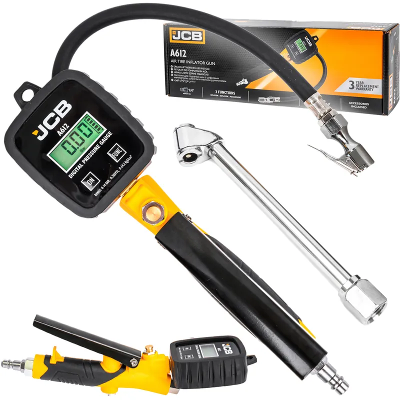 Pistolet do pompowania kół cyfrowy manometr LCD pompka samochodowa 0-14 bar JCB Oferta limitowana